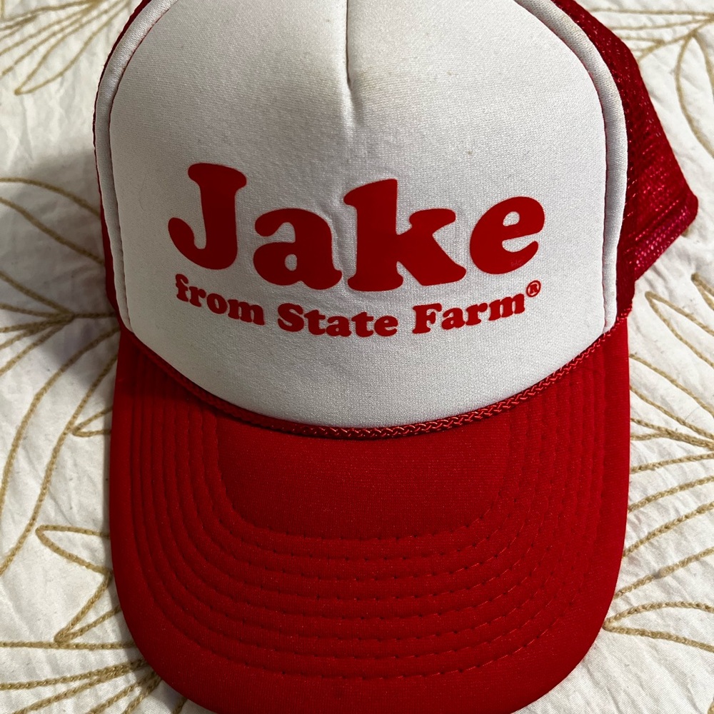 JAKE Red and White Trucker Hat
